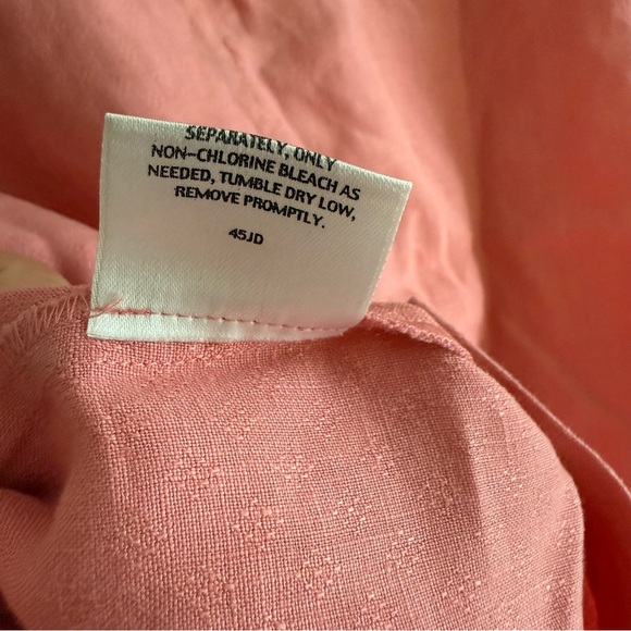 Eileen Fisher 100% Linen Peach Pink Long Sleeve Button Shirt Tunic Top Large - Picture 5 of 8